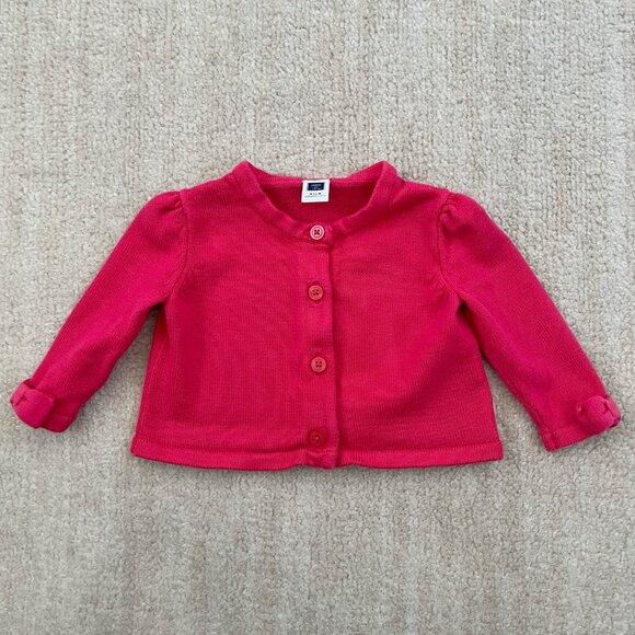 Janie & Jack Baby Girls Pink Cotton Cardigan Sweater 3-6 Months - Picture 1 of 8